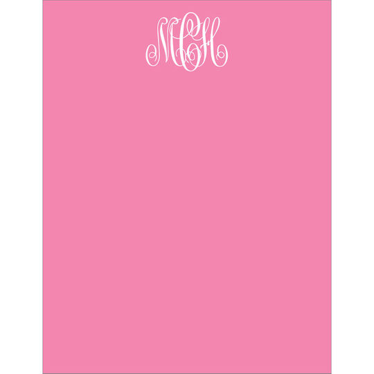 Bright Bubblegum Monogram Flat Note Cards